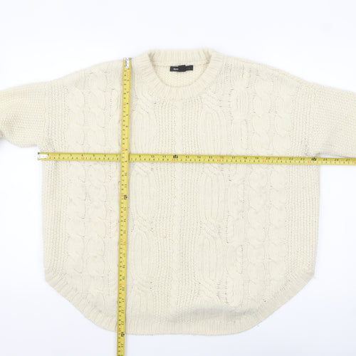 Mango Women’s Ivory Cable-Knit Jumper Size 10 Relaxed Fit