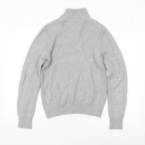 Tommy Hilfiger Men's Grey Cotton 1/2 Zip High Neck Jumper XS