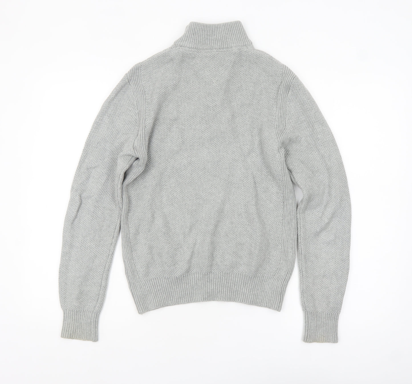 Tommy Hilfiger Men's Grey Cotton 1/2 Zip High Neck Jumper XS