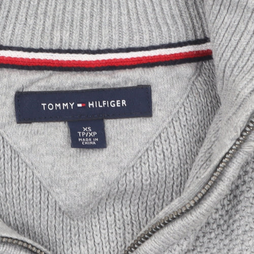 Tommy Hilfiger Men's Grey Cotton 1/2 Zip High Neck Jumper XS