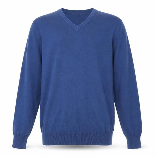John Lewis Men's Blue V-Neck Cotton Cashmere Jumper Size M