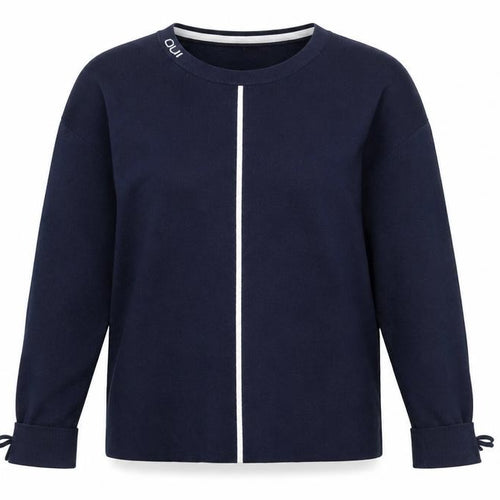 Oui Womens Navy Blue Cotton Blend Long Sleeve Jumper Size 10