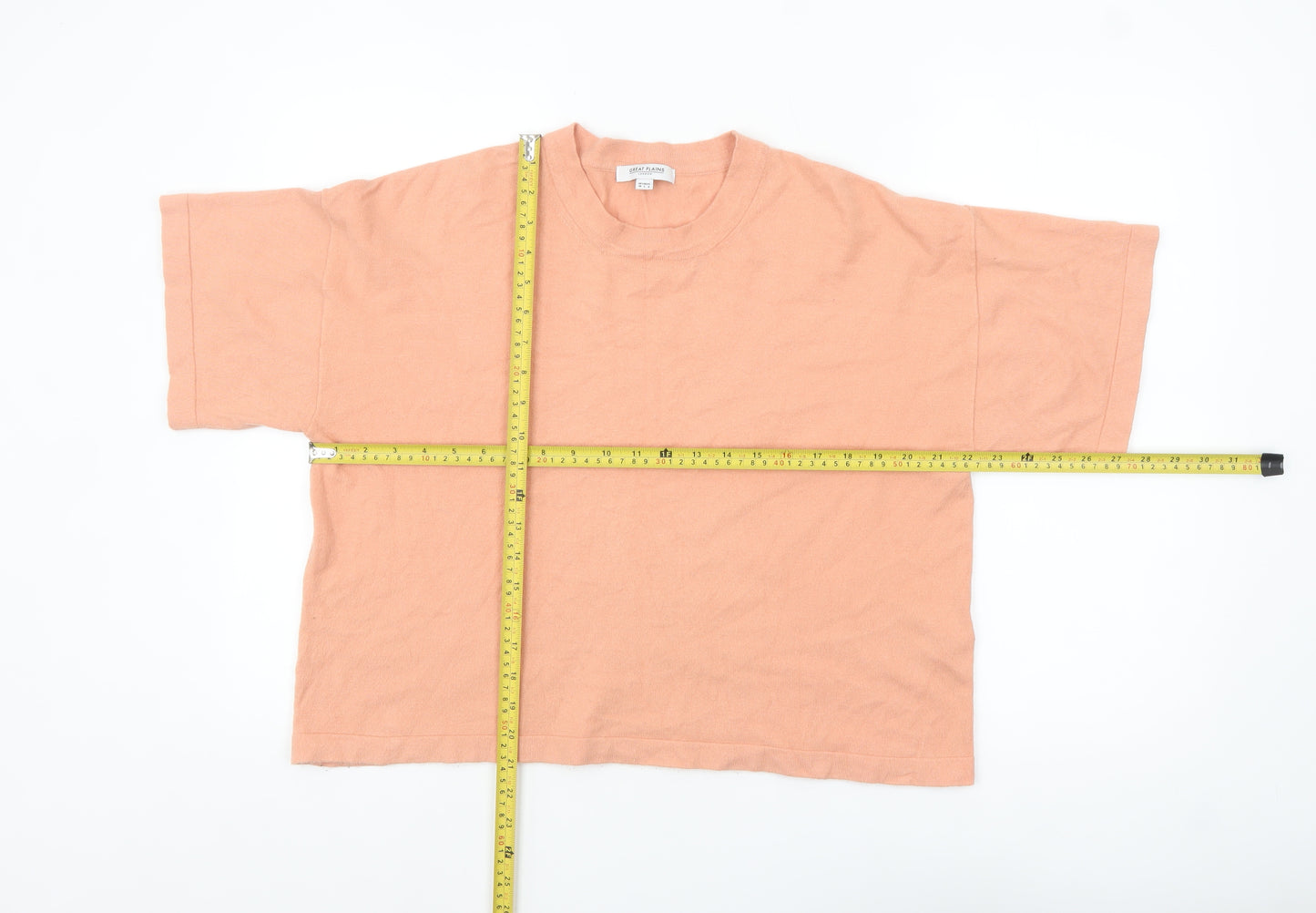Great Plains Women Pink Relaxed Fit Knit Short Sleeve Jumper Size 10