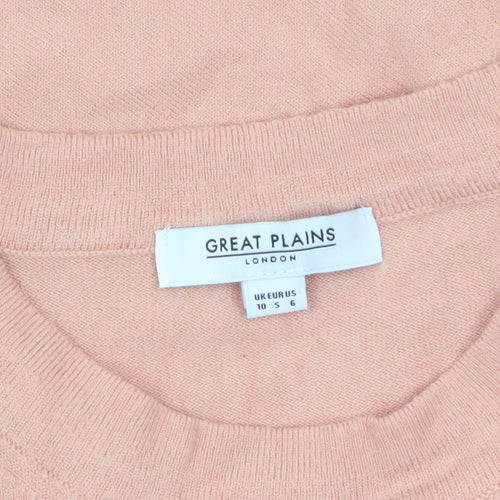 Great Plains Women Pink Relaxed Fit Knit Short Sleeve Jumper Size 10