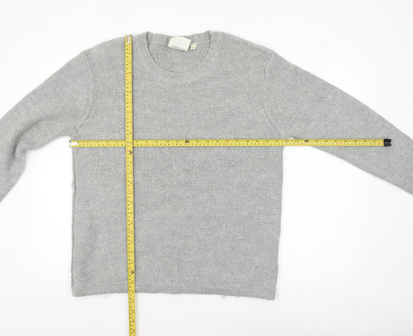 Cheap Monday Men's Grey Wool Blend Crew Neck Jumper Size L