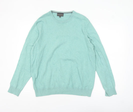 Peter Gribby Men's Green Cotton Crew Neck Jumper Size M