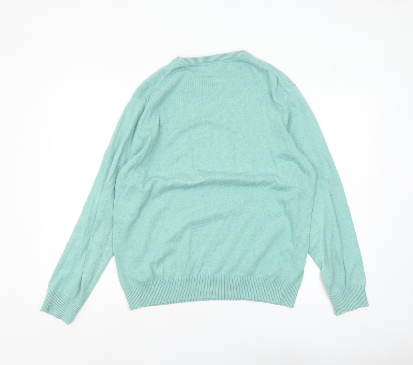 Peter Gribby Men's Green Cotton Crew Neck Jumper Size M