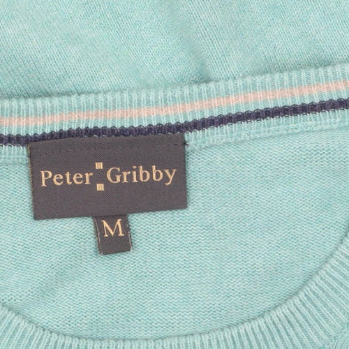 Peter Gribby Men's Green Cotton Crew Neck Jumper Size M