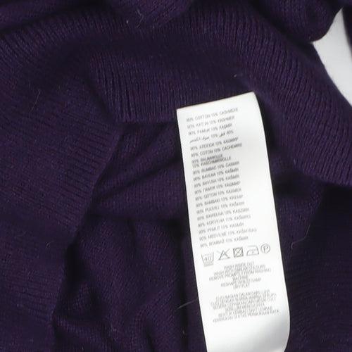 Jeff Banks Men’s Purple Cotton Cashmere V-Neck Jumper M Classic Knit