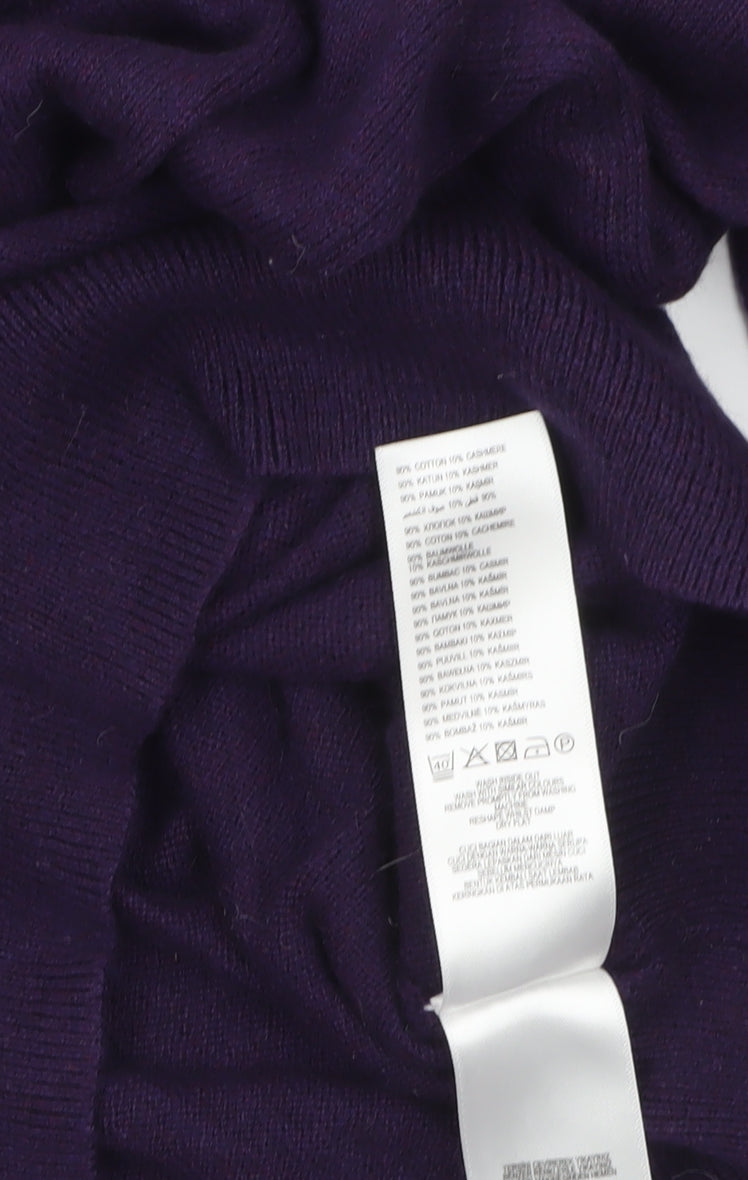 Jeff Banks Men’s Purple Cotton Cashmere V-Neck Jumper M Classic Knit