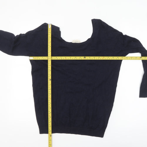Marie Sixtine Womens Blue Wool Cotton Viscose Silk V-Neck Jumper M