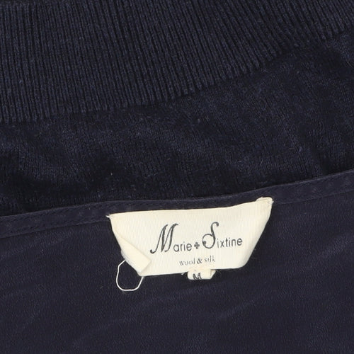 Marie Sixtine Womens Blue Wool Cotton Viscose Silk V-Neck Jumper M