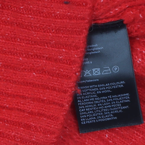 H&M Womens Red Roll Neck Knit Jumper Size M Long Sleeve Pullover