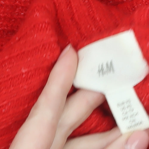 H&M Womens Red Roll Neck Knit Jumper Size M Long Sleeve Pullover