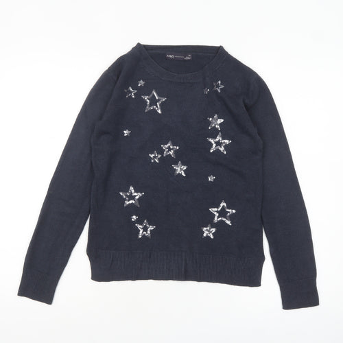 Marks and Spencer Womens Black Sequin Star Jumper XS