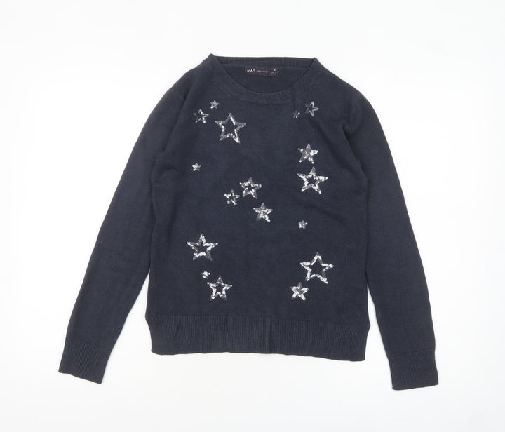 Marks and Spencer Womens Black Sequin Star Jumper XS
