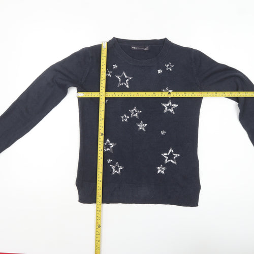 Marks and Spencer Womens Black Sequin Star Jumper XS