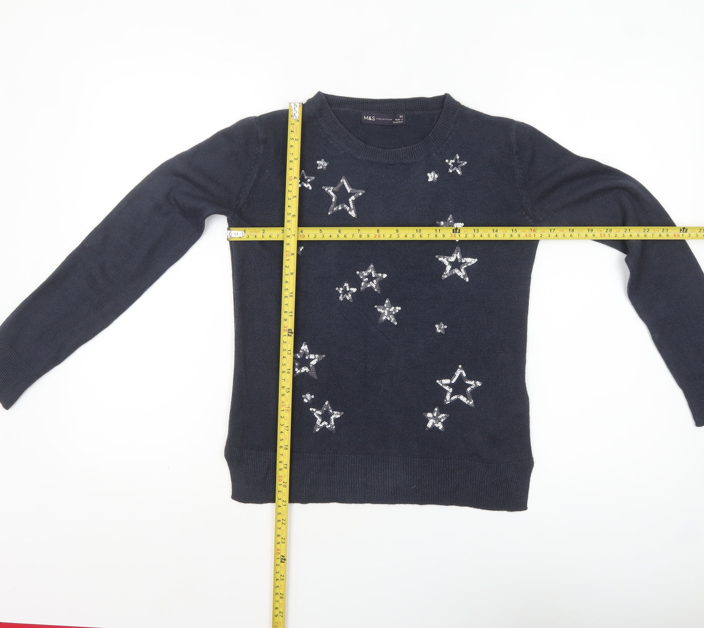 Marks and Spencer Womens Black Sequin Star Jumper XS