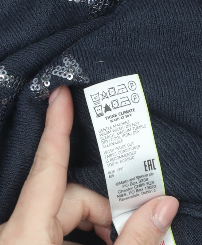 Marks and Spencer Womens Black Sequin Star Jumper XS