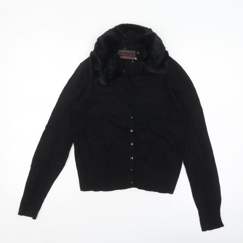 Voodoo Vixen Women's Black Faux Fur Collar Cardigan Size S