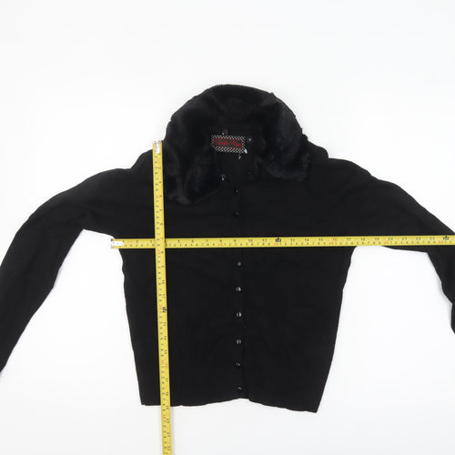 Voodoo Vixen Women's Black Faux Fur Collar Cardigan Size S