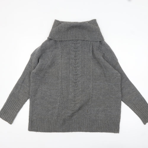 Crew Clothing Co. Womens Grey Roll Neck Wool Blend Jumper M