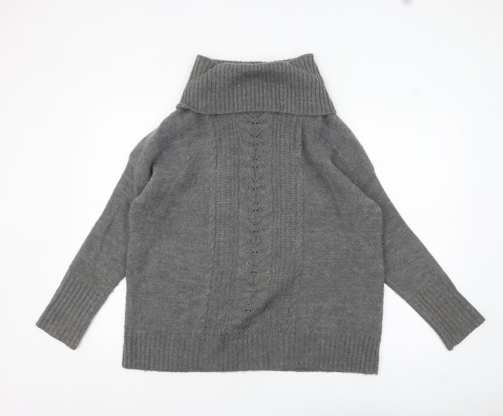 Crew Clothing Co. Womens Grey Roll Neck Wool Blend Jumper M