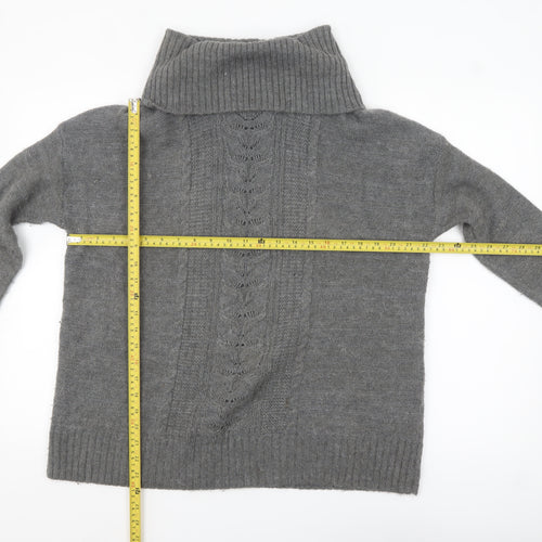 Crew Clothing Co. Womens Grey Roll Neck Wool Blend Jumper M