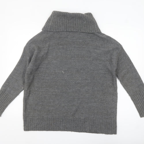Crew Clothing Co. Womens Grey Roll Neck Wool Blend Jumper M