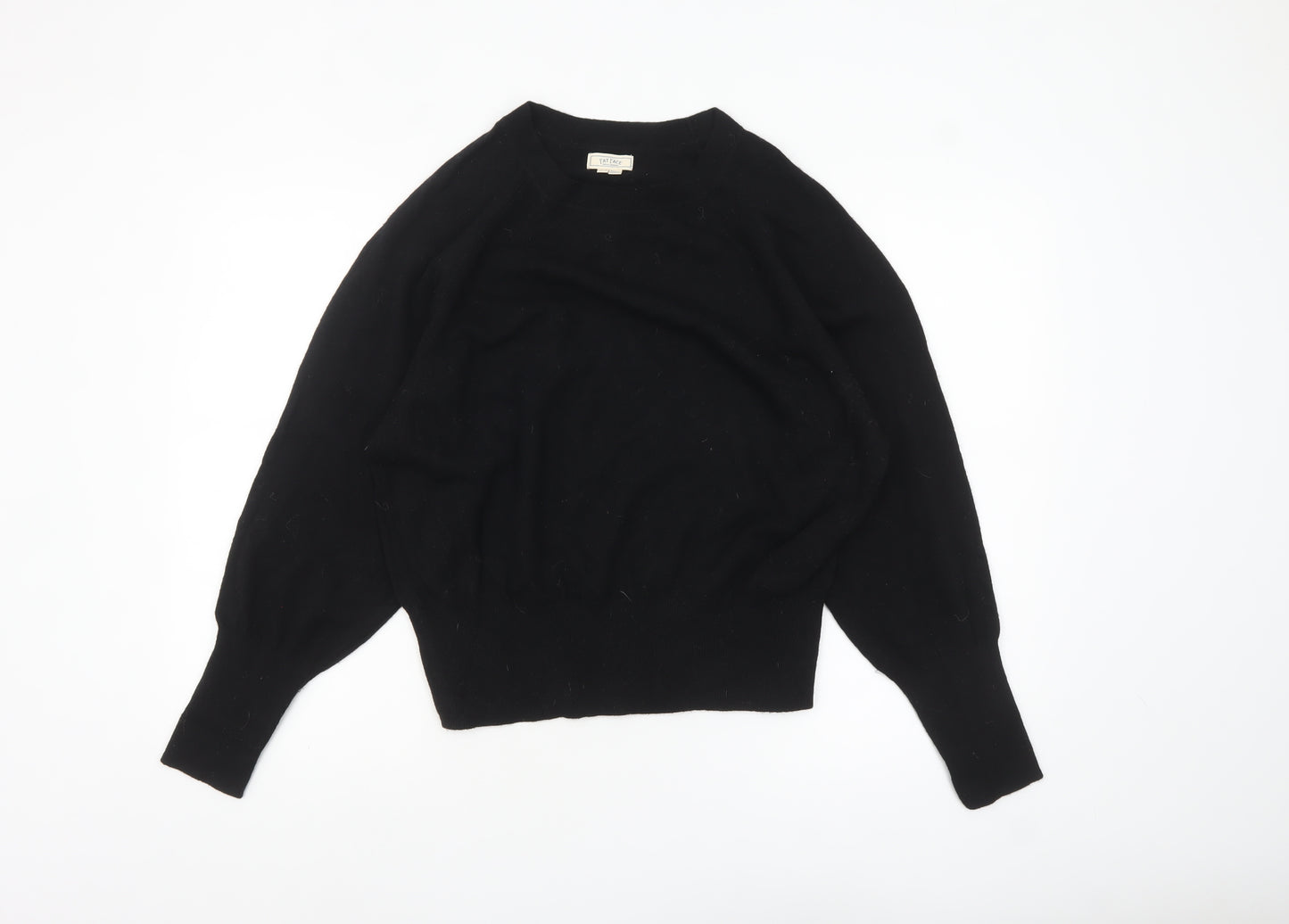 Fat Face Women's Black Crew Neck Wool Blend Jumper Size 16