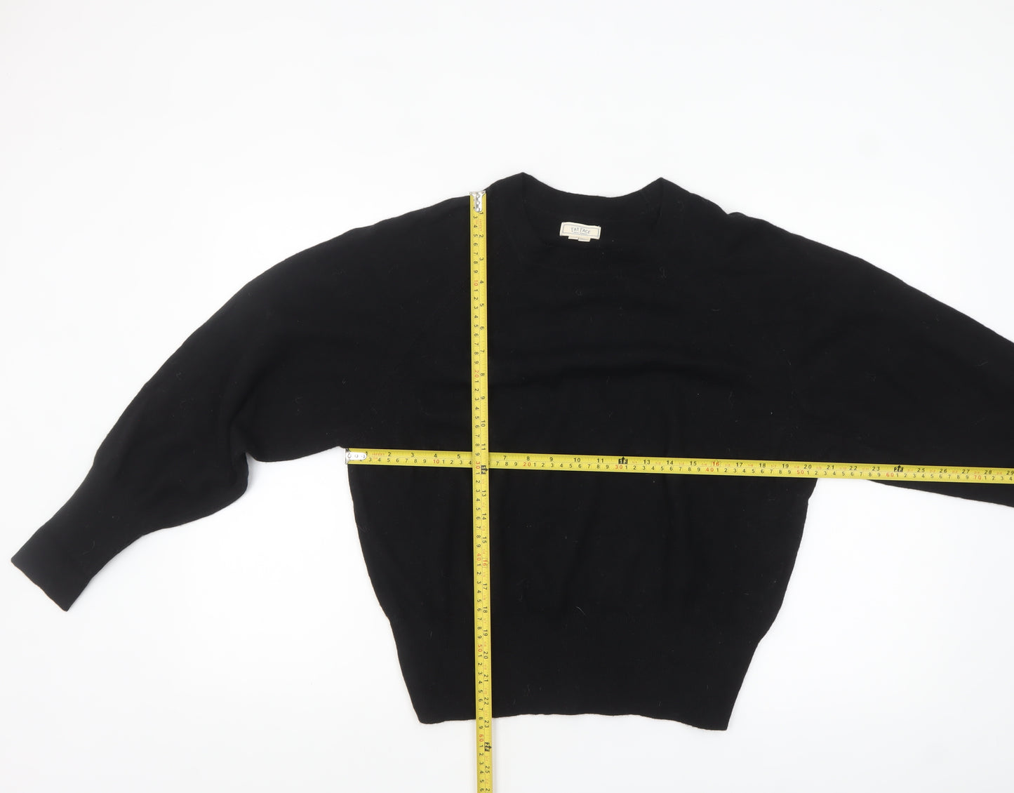 Fat Face Women's Black Crew Neck Wool Blend Jumper Size 16