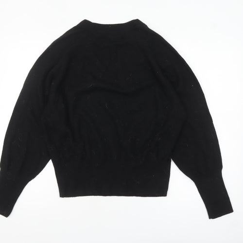 Fat Face Women's Black Crew Neck Wool Blend Jumper Size 16