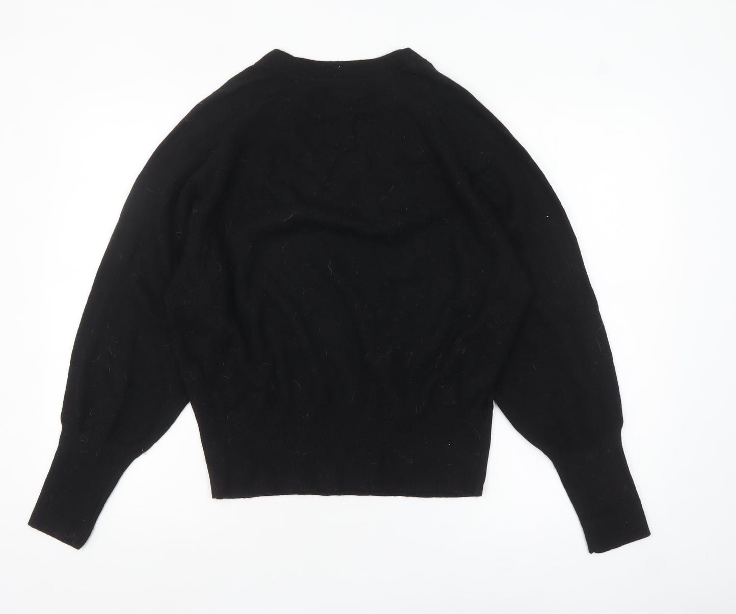 Fat Face Women's Black Crew Neck Wool Blend Jumper Size 16