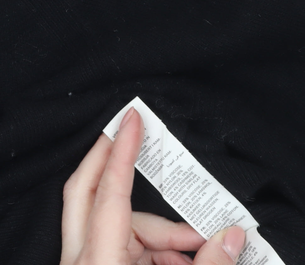 Fat Face Women's Black Crew Neck Wool Blend Jumper Size 16