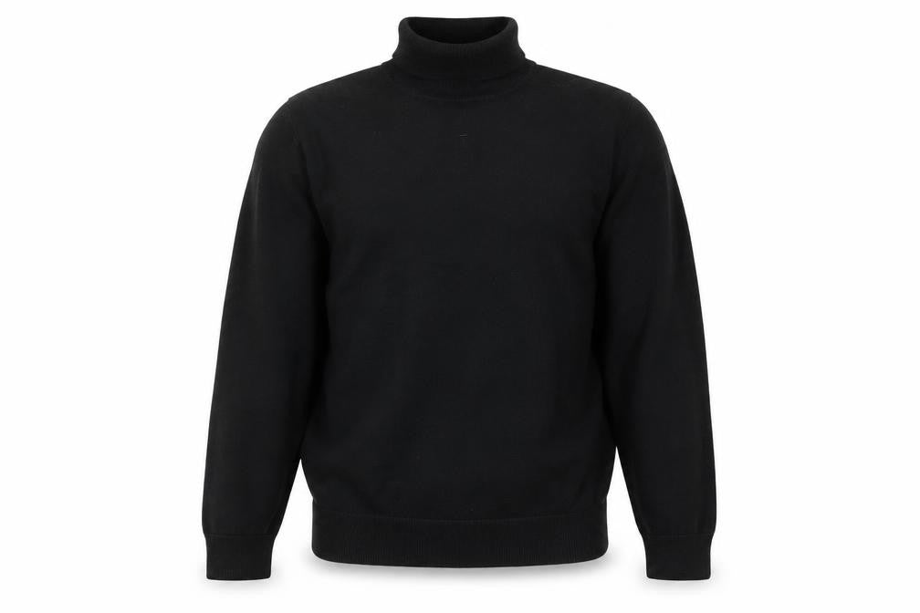 Front view of Next men’s black roll neck cotton jumper, size S