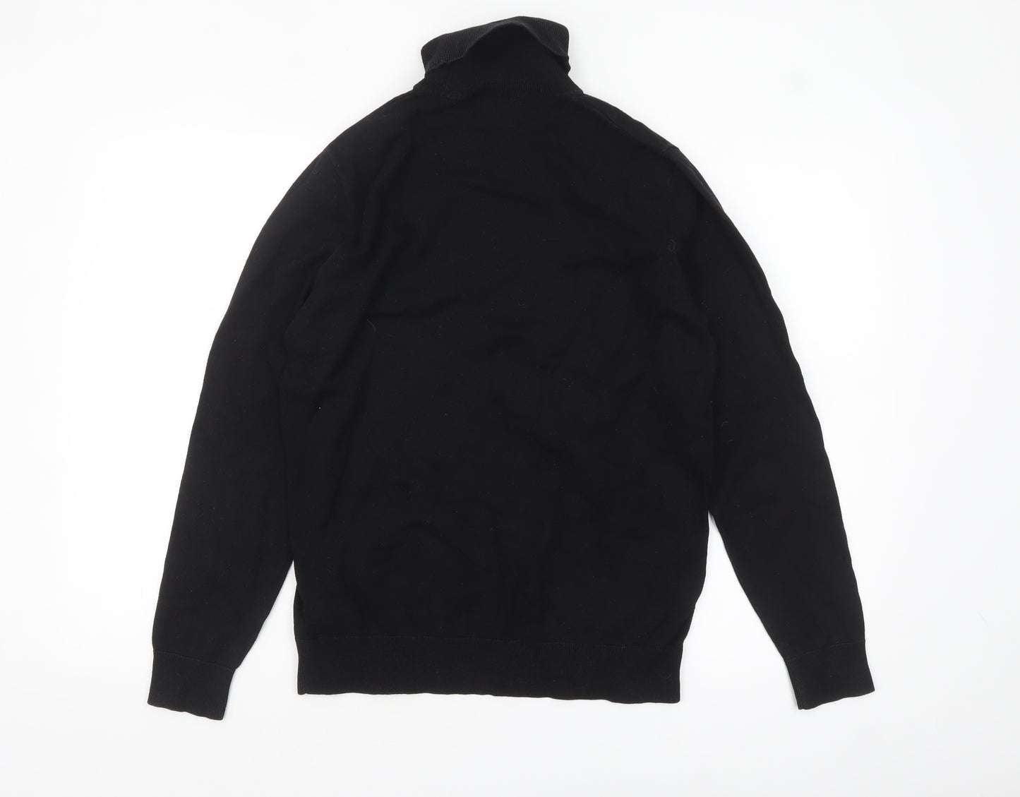 Next Mens Black Roll Neck Cotton Jumper Size S