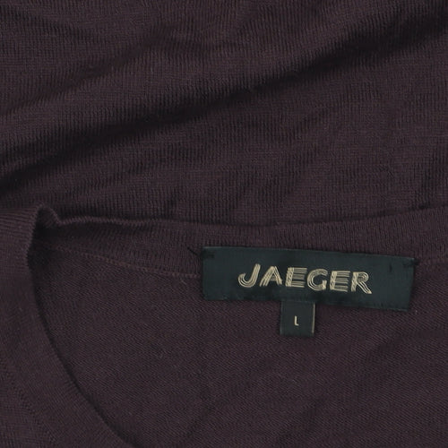 Jaeger Womens Brown Wool Short Sleeve Crew Neck Jumper L