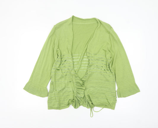 Marks and Spencer Per Una Women's Green Size 16 Ruched Open Cardigan
