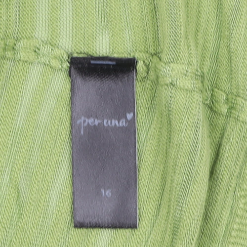 Marks and Spencer Per Una Women's Green Size 16 Ruched Open Cardigan