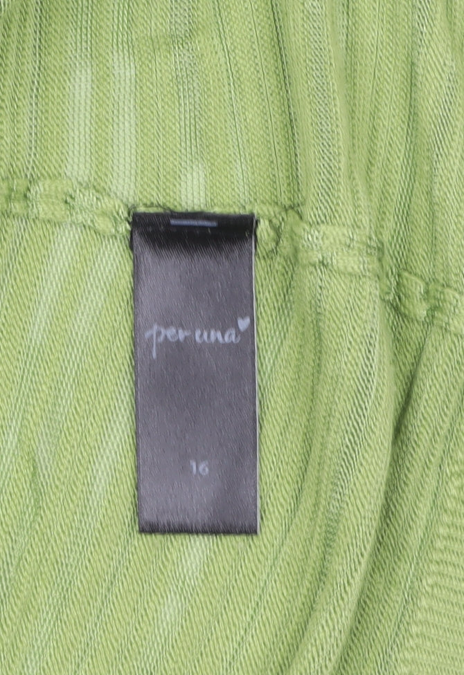 Marks and Spencer Per Una Women's Green Size 16 Ruched Open Cardigan