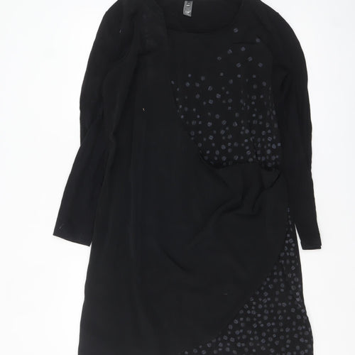 Lady Captain Women's Black Size 14 Asymmetric Long Sleeve Dress