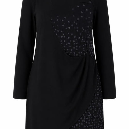 Lady Captain Women's Black Size 14 Asymmetric Long Sleeve Dress
