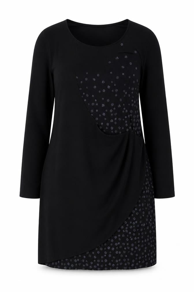 Lady Captain Women's Black Size 14 Asymmetric Long Sleeve Dress