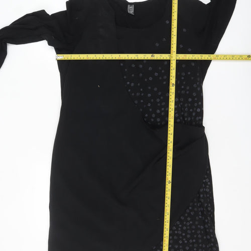 Lady Captain Women's Black Size 14 Asymmetric Long Sleeve Dress