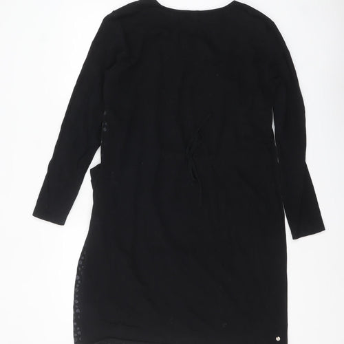 Lady Captain Women's Black Size 14 Asymmetric Long Sleeve Dress
