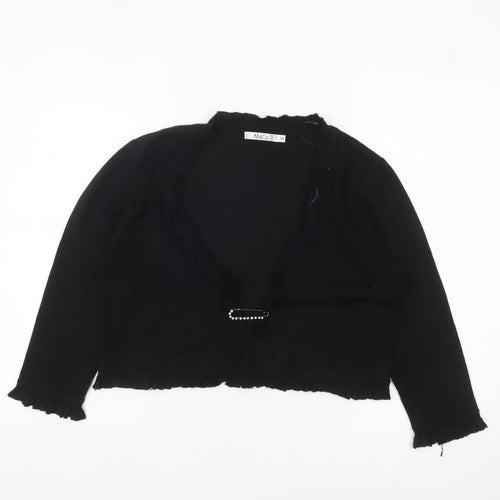 M&Co Women’s Black Ruffle Trim Cardigan Size M Long Sleeve
