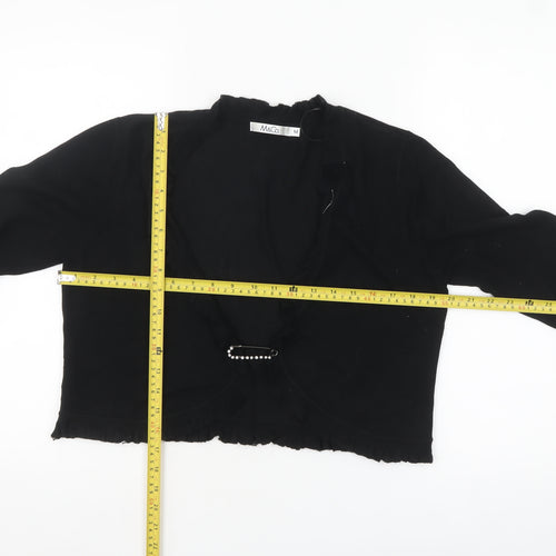 M&Co Women’s Black Ruffle Trim Cardigan Size M Long Sleeve