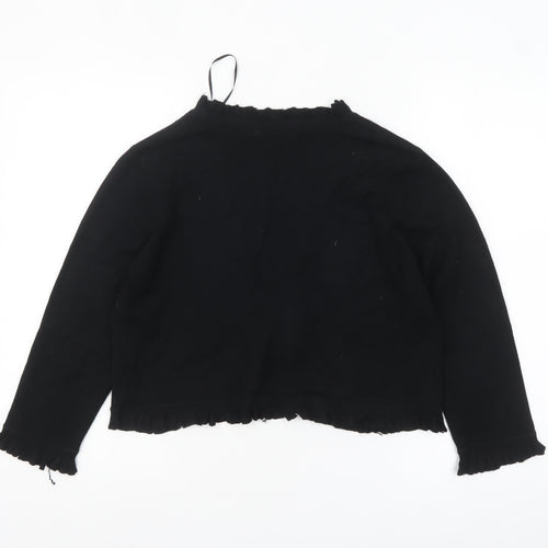 M&Co Women’s Black Ruffle Trim Cardigan Size M Long Sleeve