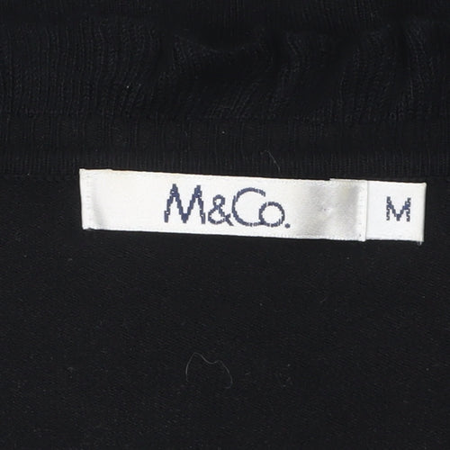 M&Co Women’s Black Ruffle Trim Cardigan Size M Long Sleeve