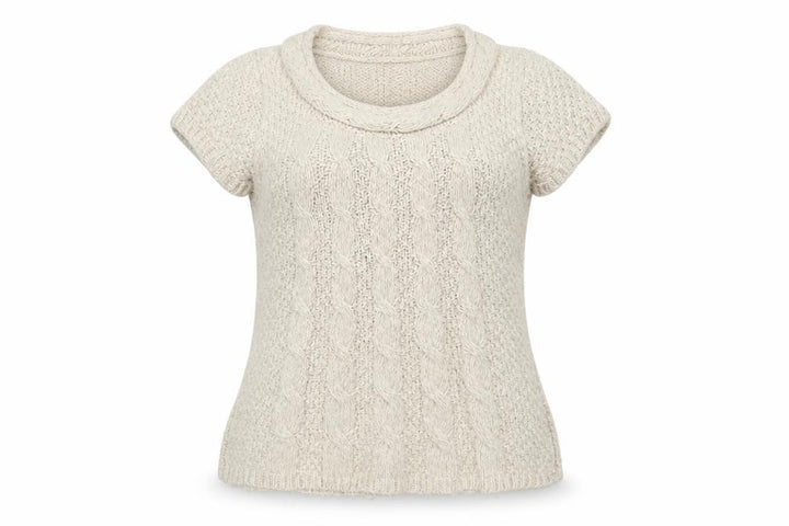 Oasis Women Beige Chunky Knit Cowl Neck Short Sleeve Jumper L
